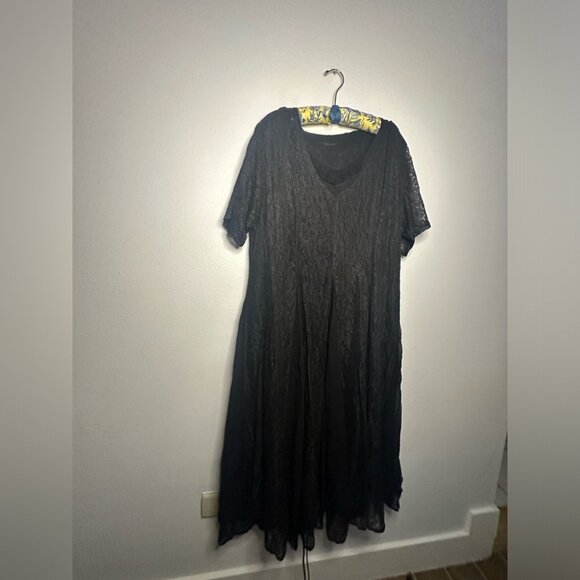 Herstyle unique Black Boho whimsigoth gothcore gothic lace layered dress size 1X - Picture 2 of 10